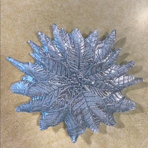 Silver Poinsettia Glass Serving platter